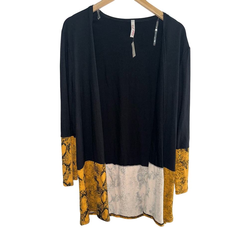 NWT Red Lolly Black and Snake Skin Open Front Long Sleeve Cardigan Size M